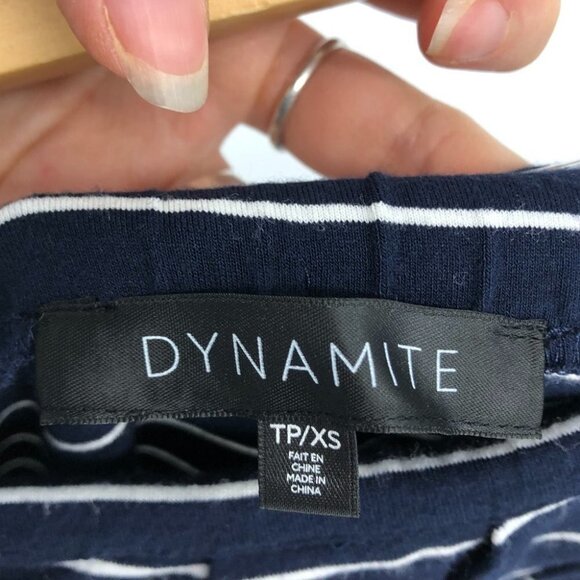 Dynamite navy white striped pencil skirt with  twist XS - Picture 4 of 12